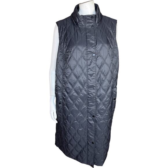 Susan Graver Weekend Petite Water-Resistant Nylon Quilted Vest  Black 1X PETITE - Picture 1 of 16